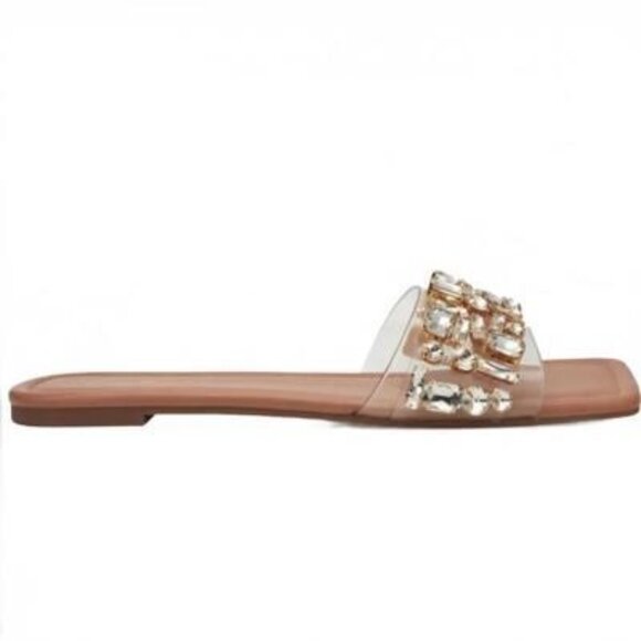 NEW Thalia Sodi Jillene Flat Slip On Slide Sandals Clear w/ Gemstone Accents 6.5 - Picture 4 of 11